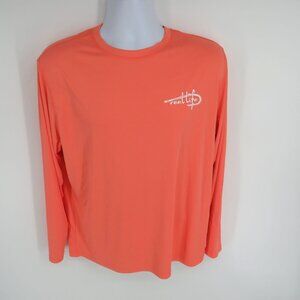 Reel Life Mens Medium Coral Long Sleeve UPF 50+ Shirt Lightweight NWT $39.99